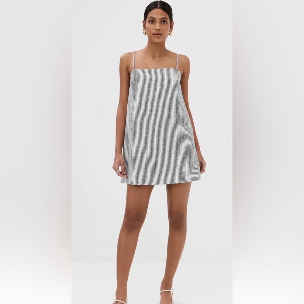 Reformation White and Black Pinstripe Mini Dress
